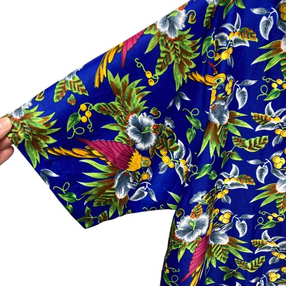 Island Shirtworks Men's Shirt, Size Large, Hawaiian Tropical Birds White Lotus - Picture 3 of 9